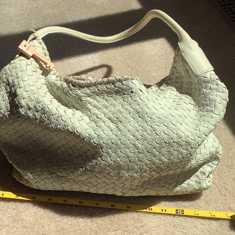 Fossil genuine leather handbag, cream, hobo